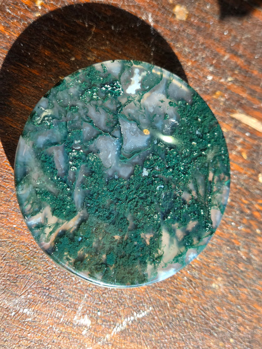 Moss Agate Slab Flat Round
