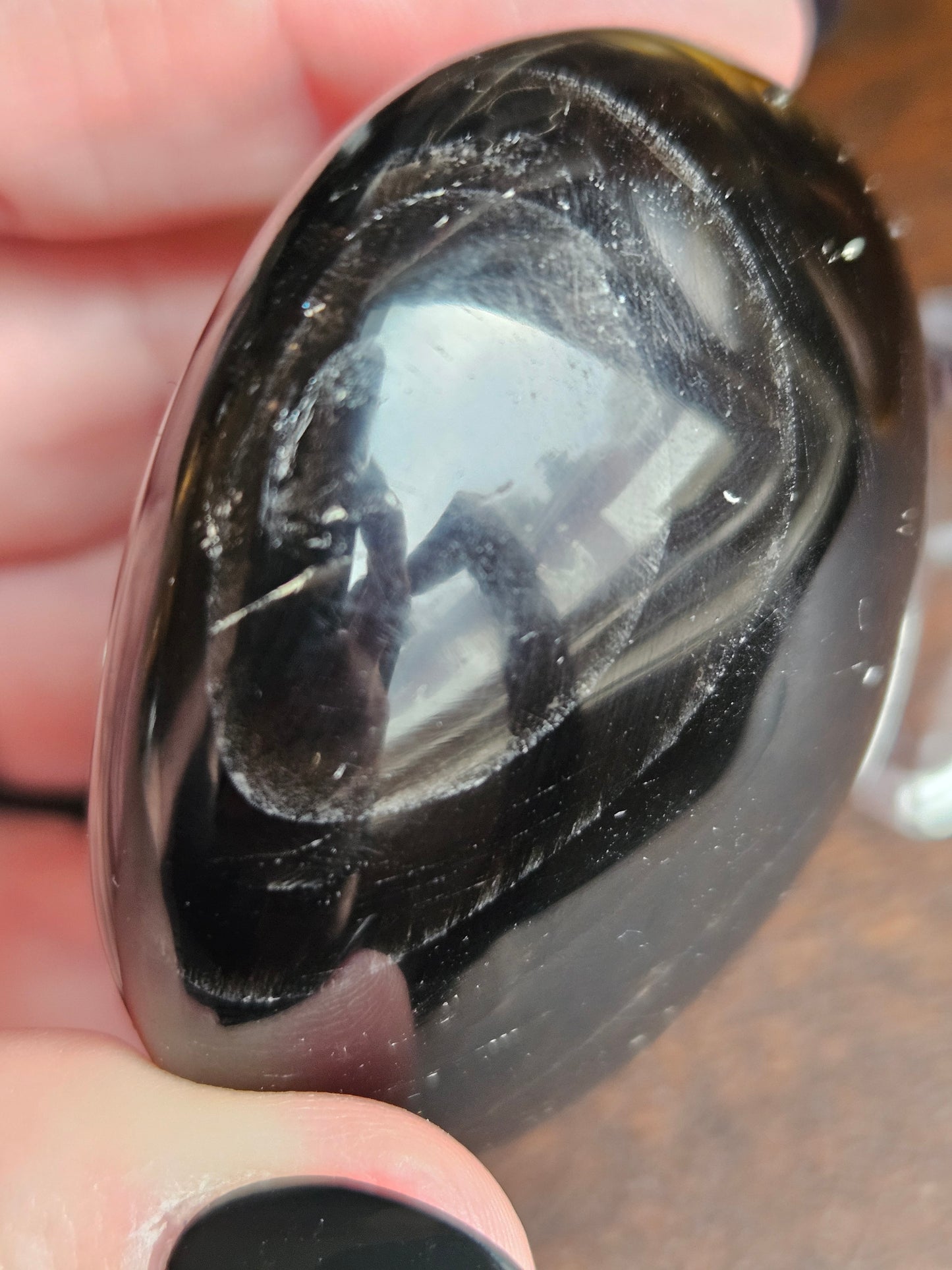 Silver Sheen Obsidian Palm