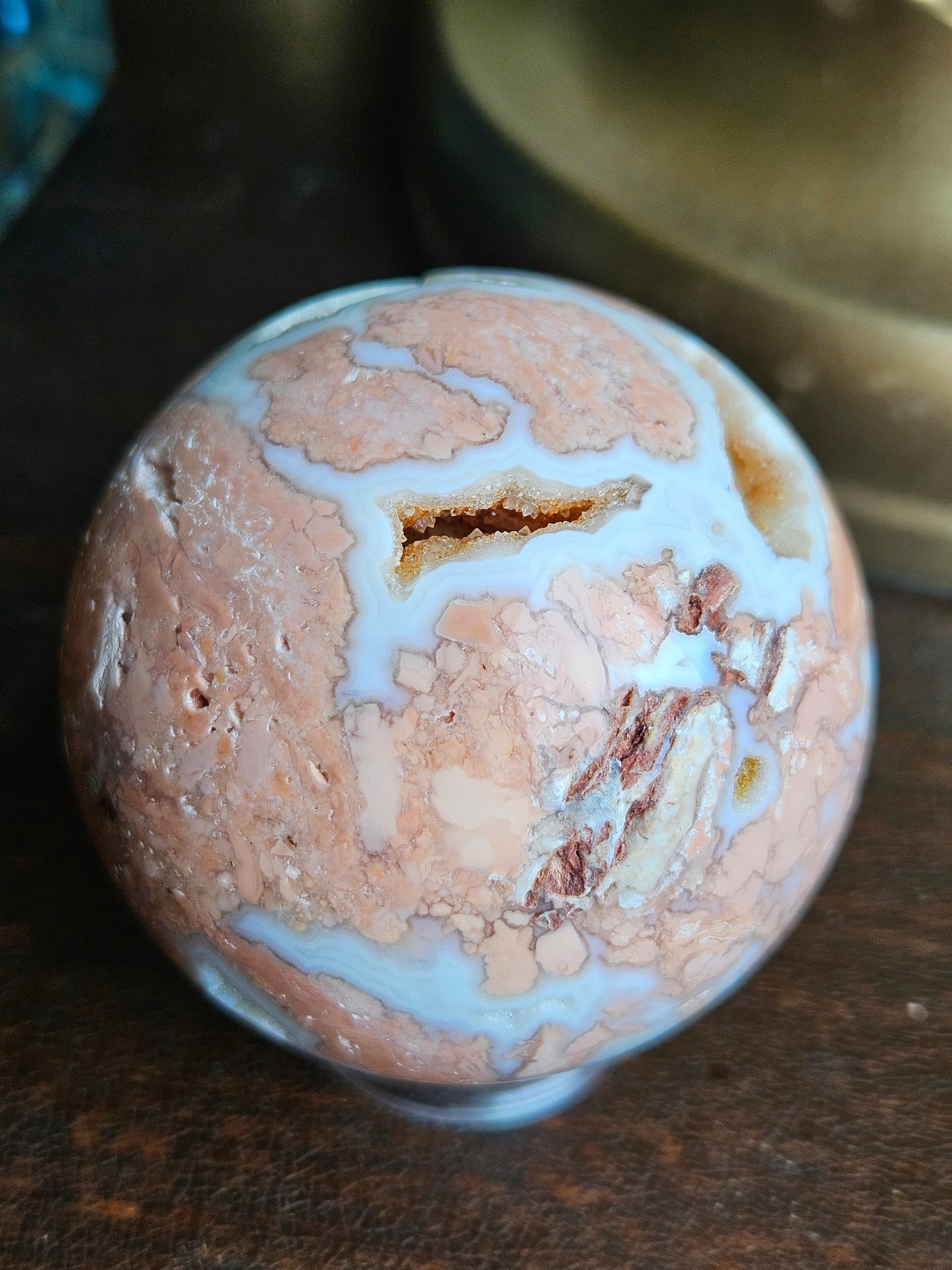 Pink Cotton Candy Agate Sphere B