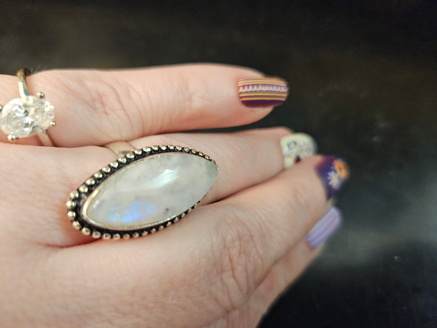Rainbow Moonstone Ring