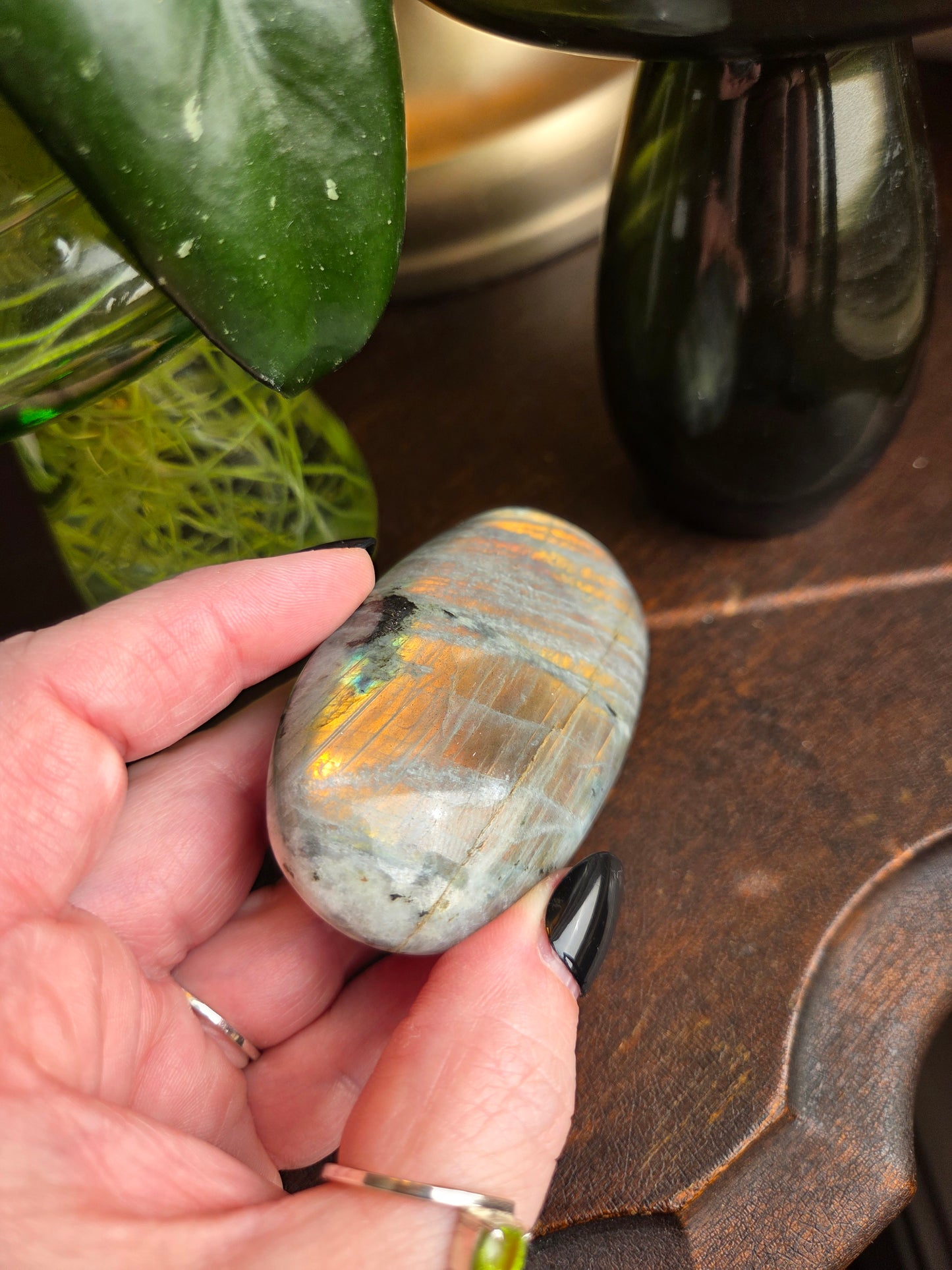 Labradorite Sunset Orange Gold Chartreuse Pink A