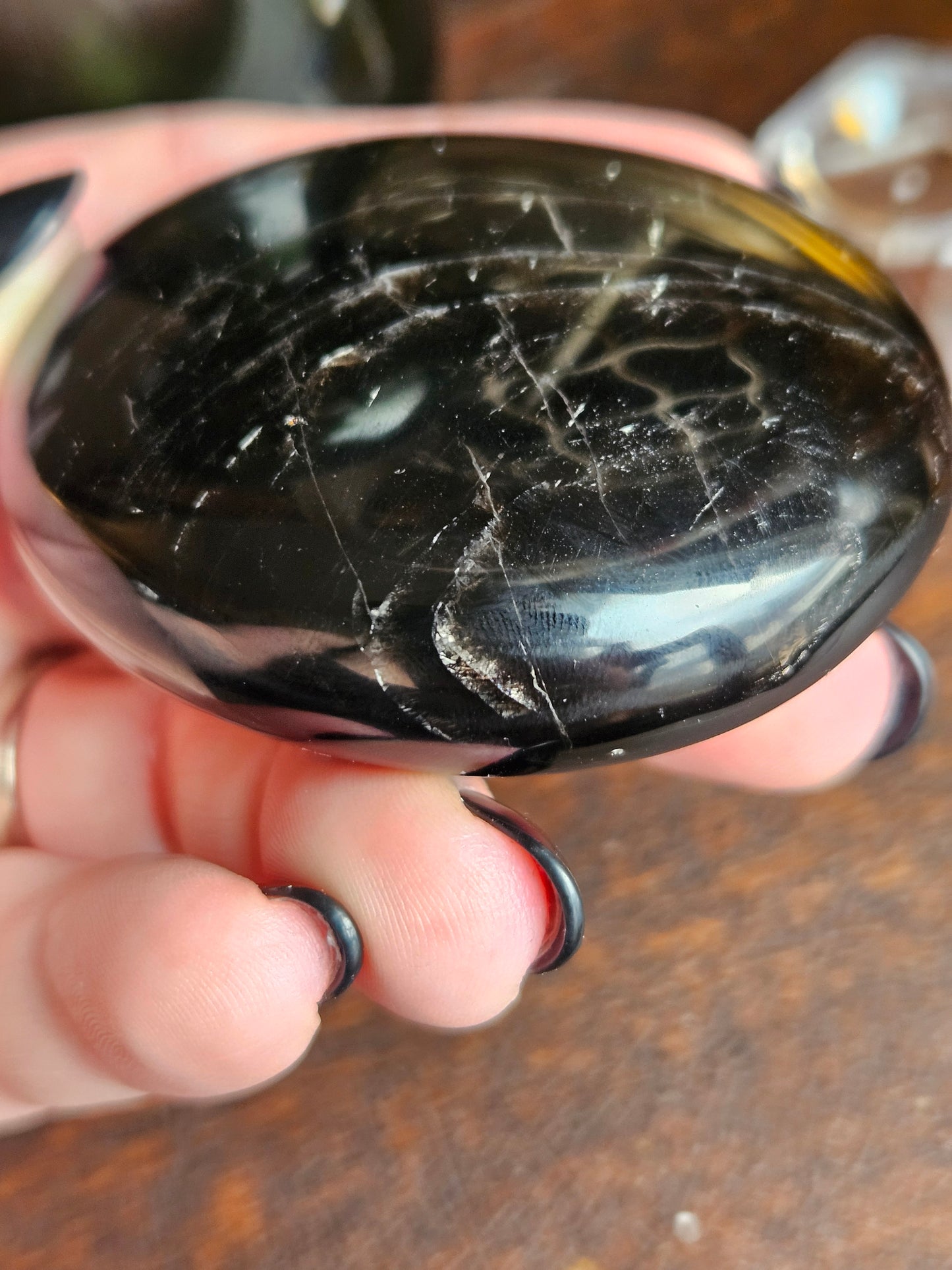 Silver Sheen Obsidian Palm