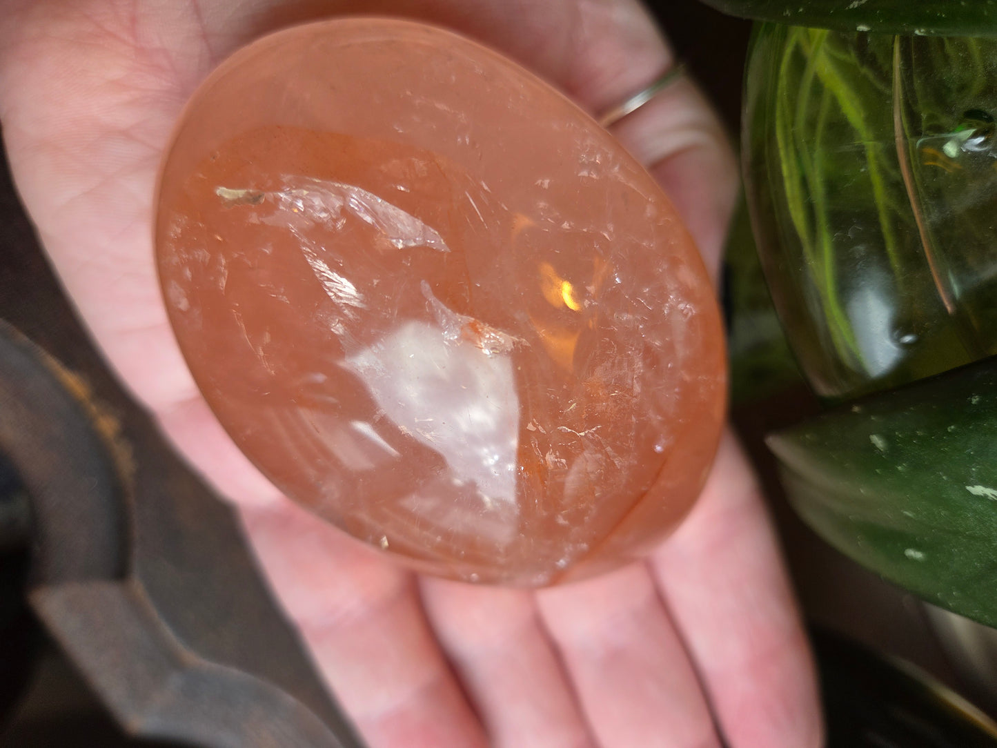 Fire Rose Quartz Palm with Aterism A