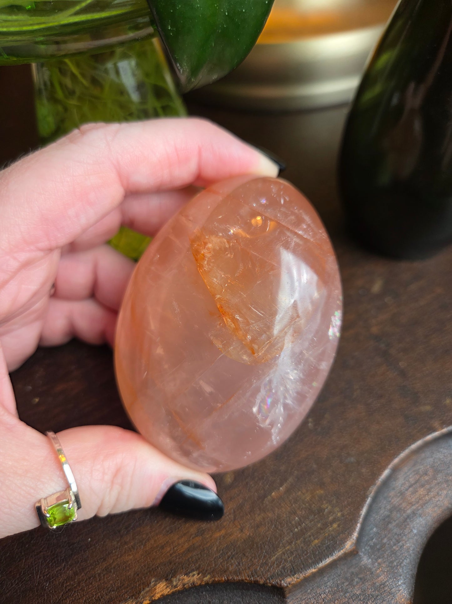 Fire Rose Quartz Palm with Aterism A