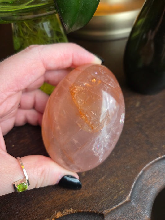 Fire Rose Quartz Palm with Aterism A
