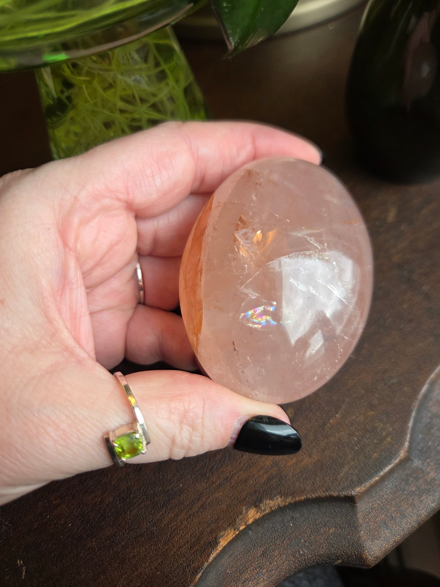 Fire Rose Quartz Palm with Aterism F
