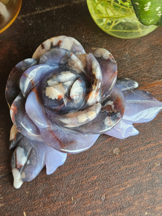 Flower Agate, Blue, Flower Carving