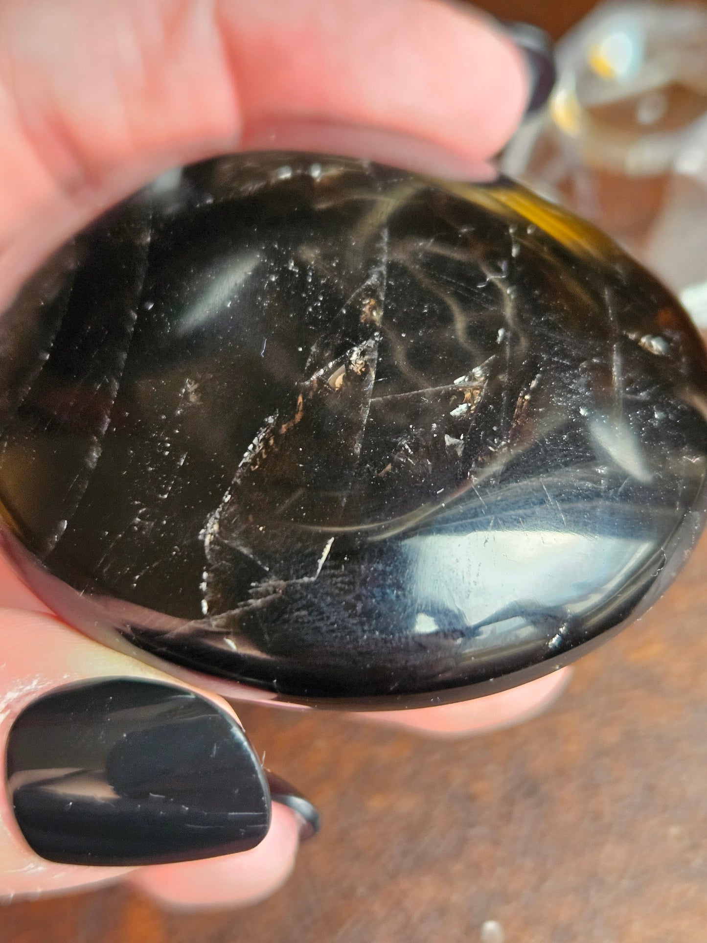 Silver Sheen Obsidian Palm