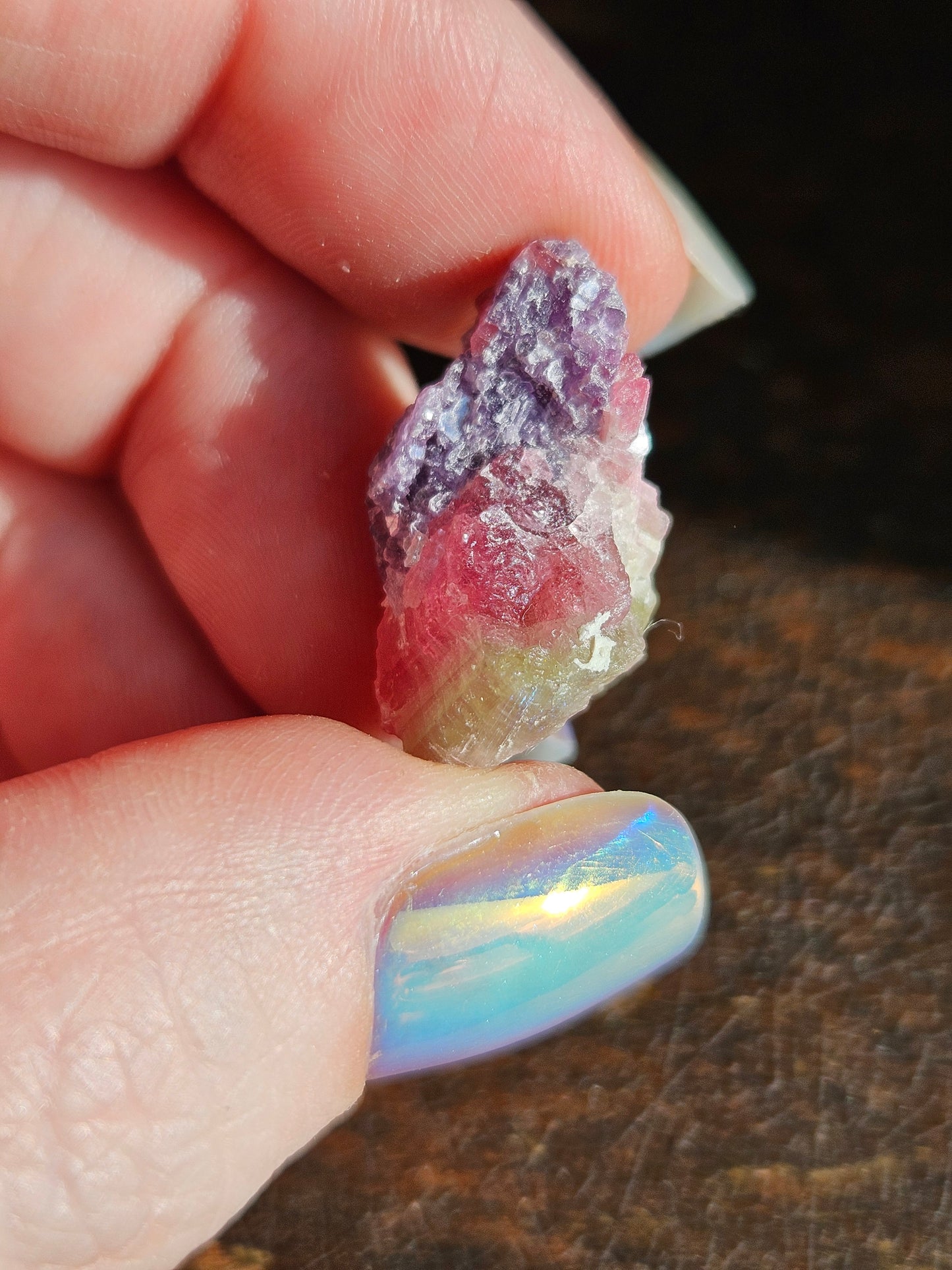 Lepidolite on Watermelon Tourmaline
