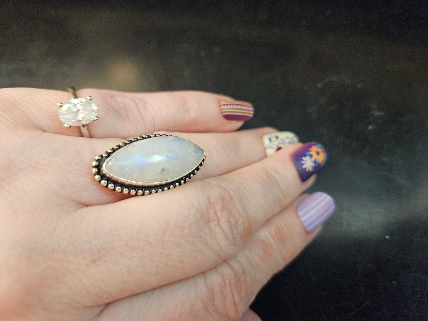 Rainbow Moonstone Ring