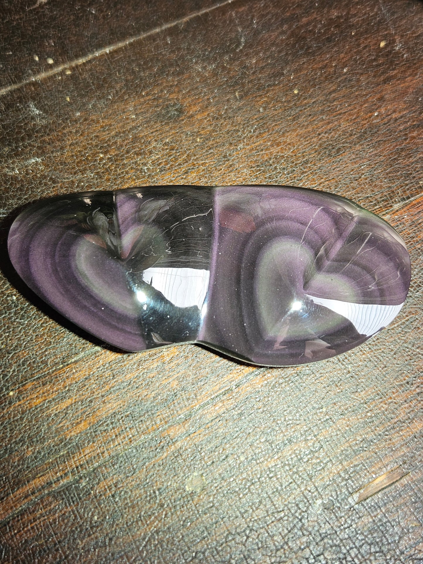 Obsidian Rainbow Double Heart