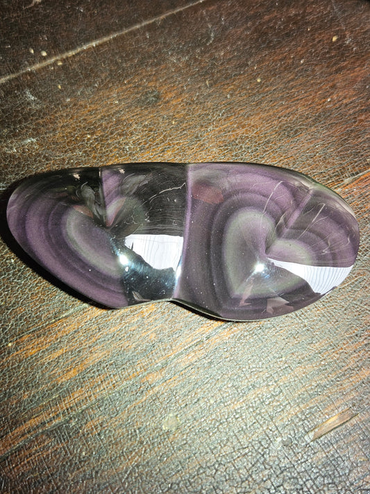 Obsidian Rainbow Double Heart