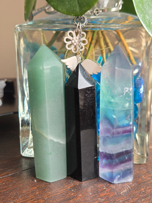 Bundle 5- Black Obsidian, Rainbow Fluorite, Green Aventurine